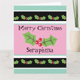 Tarjeta Navidades personalizados Holly & Berries