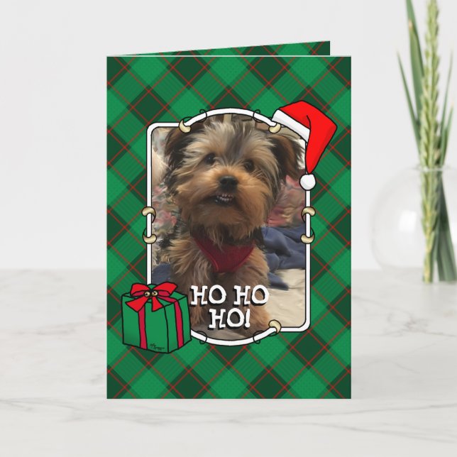 Tarjeta Navidades personalizados Mascota fotograma rojo y  (Anverso)
