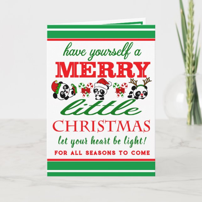Tarjeta Navidades personalizados Pandas Holiday (Anverso)