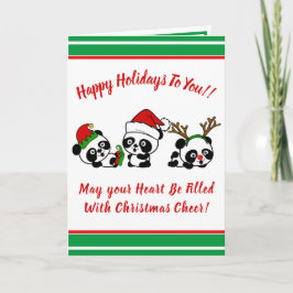 Tarjeta Navidades personalizados Pandas Holiday