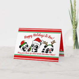 Tarjeta Navidades personalizados Pandas Holiday