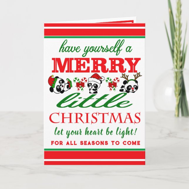 Tarjeta Navidades personalizados Pandas Holiday (Anverso)