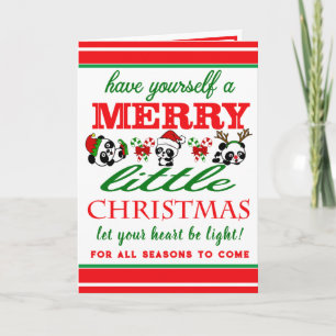 Tarjeta Navidades personalizados Pandas Holiday