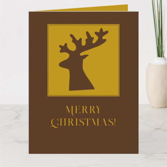 Tarjeta Navidades personalizados Reindeer Head Bronze Gold (Anverso)