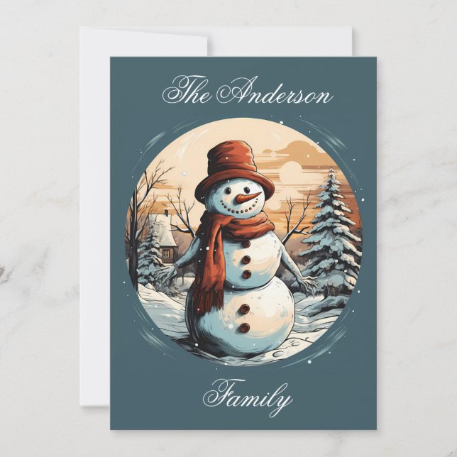 Tarjeta Navidades personalizados Snowman (Anverso)