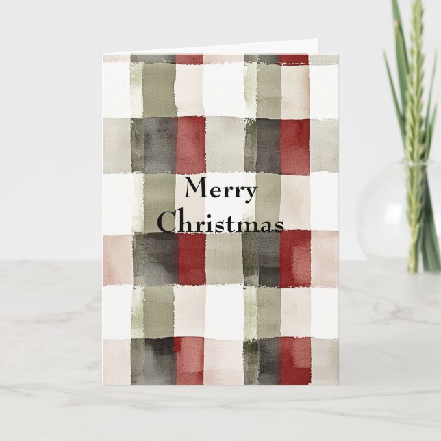 Tarjeta Navidades Pine Green Ivory Red Stripes (Anverso)