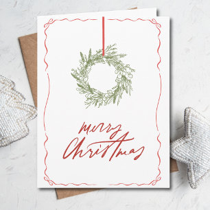 Tarjeta Navidades plegados con fotografía de mano simple