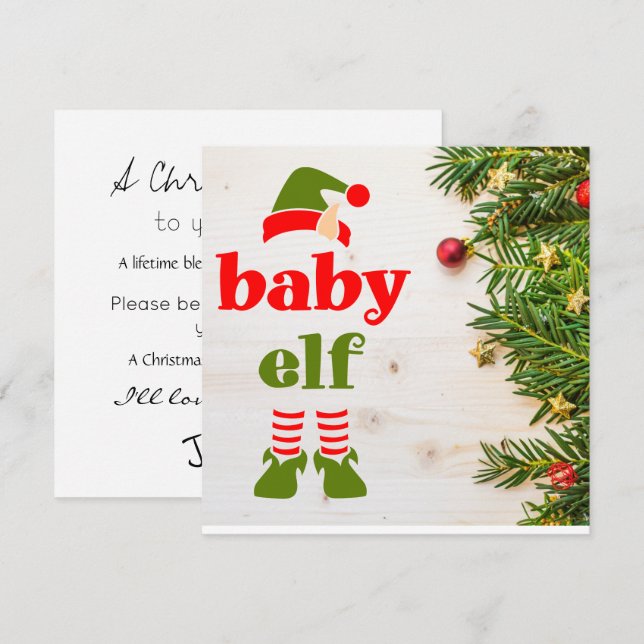 Tarjeta Navidades Propuesta de Madrina Pequeña Elfa (Anverso / Reverso)