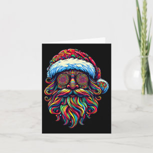 Tarjeta Navidades psicodélicos retro Santa Claus