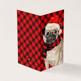 Tarjeta Navidades Pug Perro rojo y negro