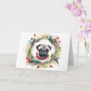 Tarjeta Navidades Pug Wreath Festix Pup