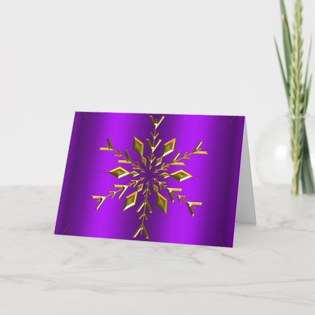 Tarjeta Navidades Purple de la estrella del Snowflake Gold (Anverso)
