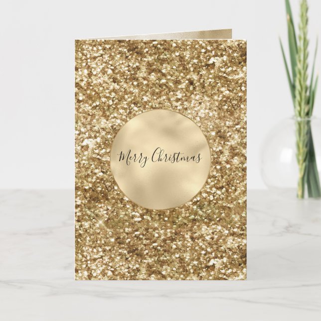 Tarjeta Navidades Purpurinas de Confetti Gold (Anverso)