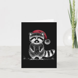 Tarjeta Navidades Raccoon Santa Hat Trash Panda Raccoon Lo