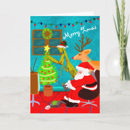 Tarjeta Navidades raros personalizados de Santa Praying Ma