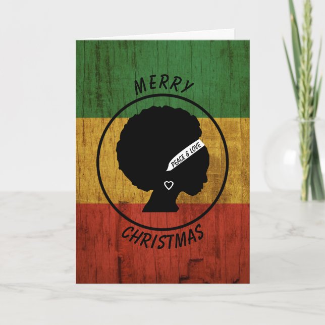 Tarjeta Navidades Rasta Mujer Paz y Amor Ronda S (Anverso)