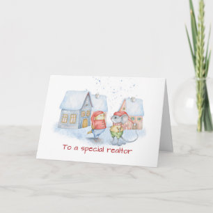 Tarjeta Navidades Realtor Cute Mouse y Aves Gracias