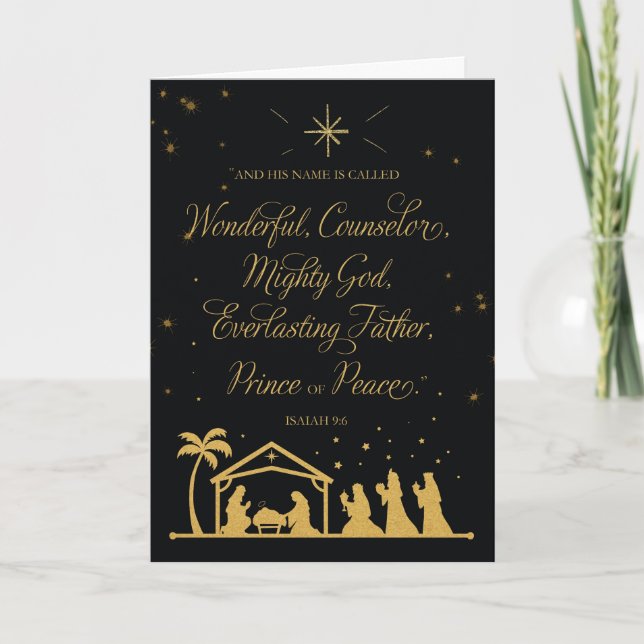 Tarjeta Navidades Religioso Maravilloso Consejero Oro (Anverso)