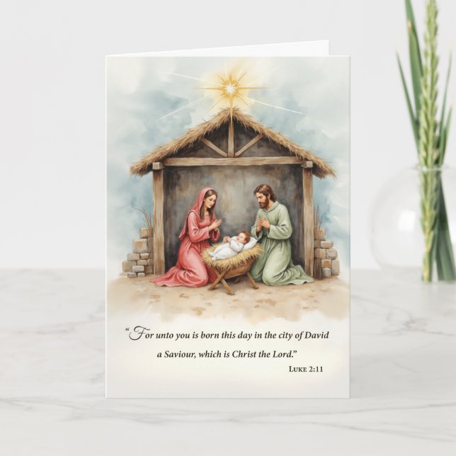 Tarjeta Navidades religiosos Natividad Sagrada Escritura F (Anverso)