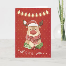 Tarjeta Navidades renos con puntos rojos de polka