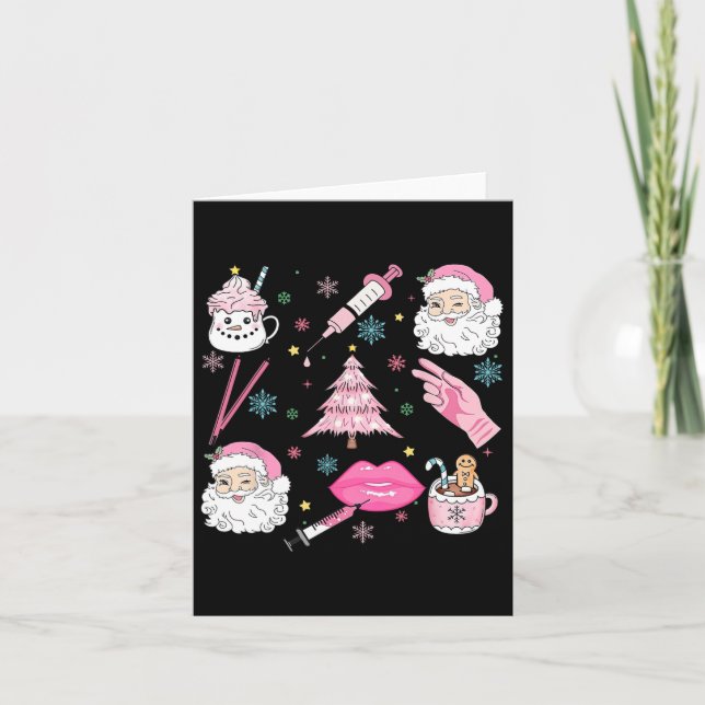 Tarjeta Navidades retro Botox Dealer Enfermero estético In (Anverso)