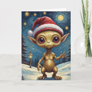 Tarjeta Navidades Retro De Alien De La Noche De Los Starry