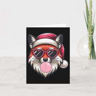 Tarjeta Navidades Retro Fox Santa Hat Bombilla con