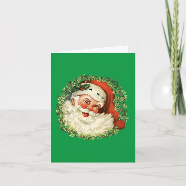 Tarjeta Navidades Retro Santa y Feliz Año Nuevo (Anverso)