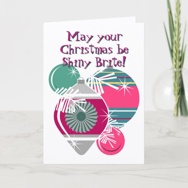 Tarjeta Navidades Retro Shiny Brite Ornamets (Anverso)