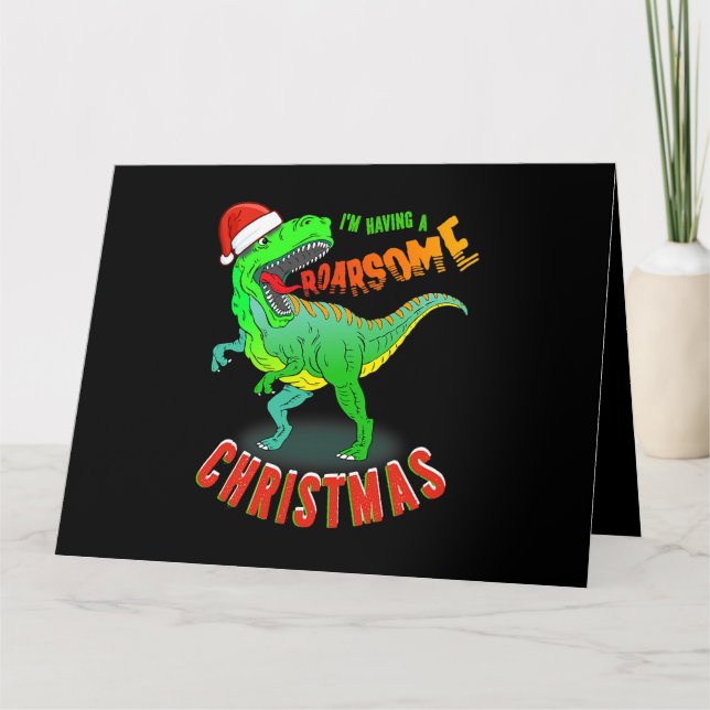 Tarjeta NAVIDADES ROARSOME A NIÑOS Rex Dinosaurios (Anverso)