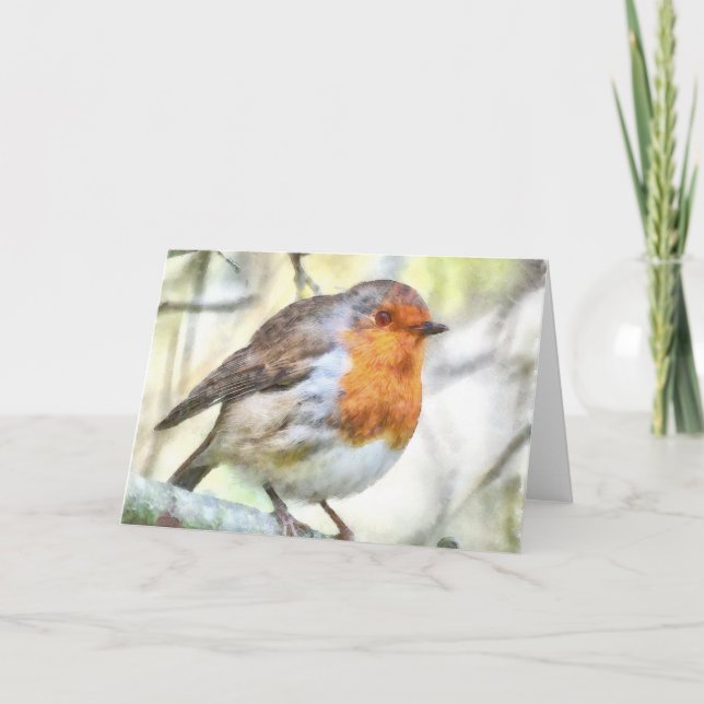 Tarjeta Navidades Robin Redmama Winter Watercolor (Anverso)