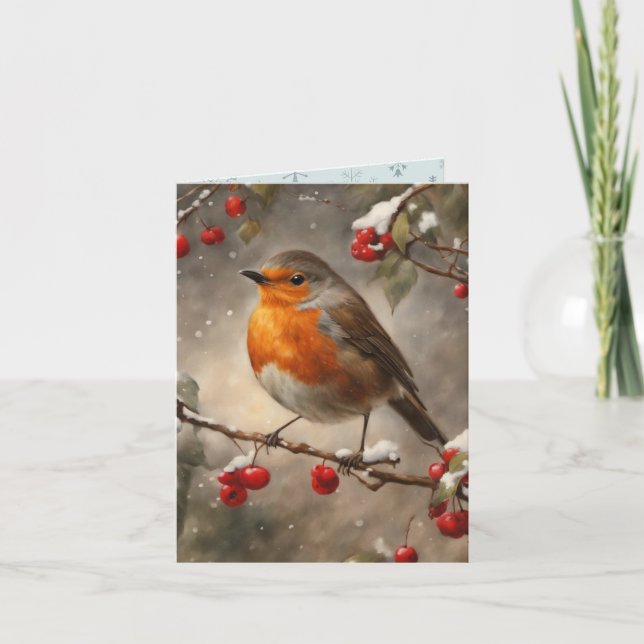 Tarjeta Navidades Robin Y Red Berries (Anverso)