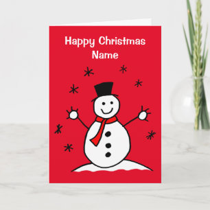Tarjeta Navidades rojos de Personalizado lindo Snowman