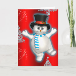 Tarjeta Navidades rojos de Snowman bailarines mudos