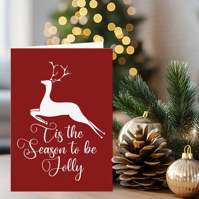 Tarjeta Navidades rojos renos en temporada de alegría (Subido por el creador)