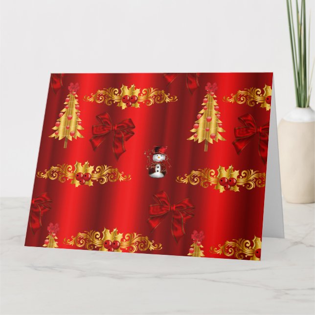 Tarjeta Navidades rojos y de oro (Anverso)
