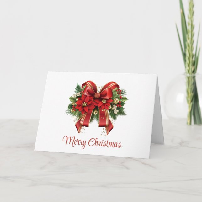 Tarjeta Navidades rojos y de oro festivos se doblan (Anverso)