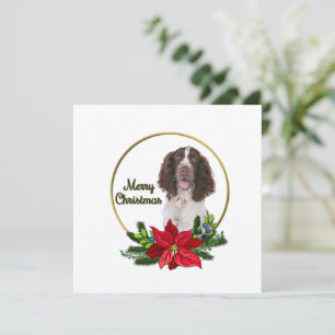 Tarjeta Navidades rojos y verdes del puntero inglés