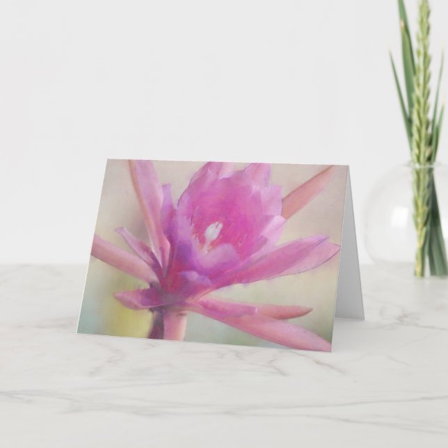 Tarjeta Navidades rosados Cactus Flower Art Note Card (Anverso)