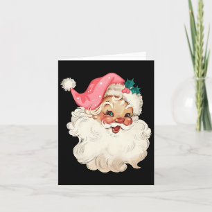Tarjeta Navidades rosados de Santa Claus se enfrentan a la