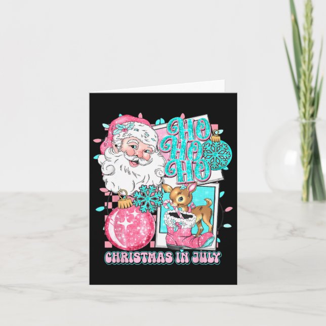 Tarjeta Navidades Rosados En Julio Retro Santa Disco Snowm (Anverso)