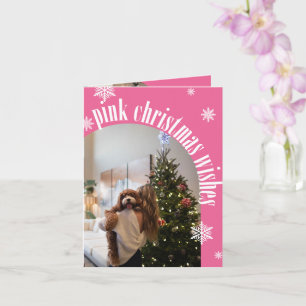 Tarjeta Navidades rosados Purpurinas audaces desean una fo