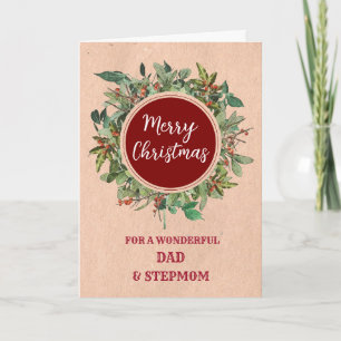 Tarjeta Navidades Rustic Dad y Stepmom