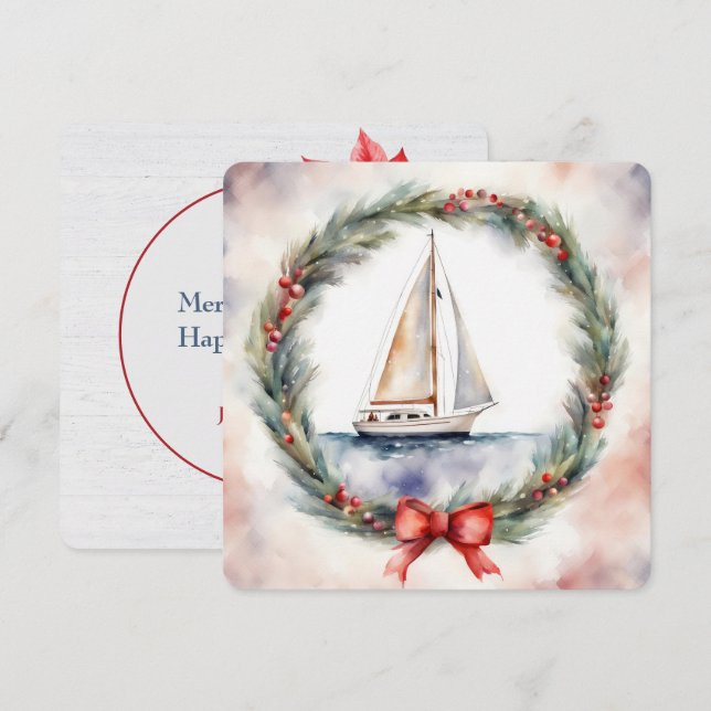 Tarjeta Navidades Sailboat (Anverso / Reverso)