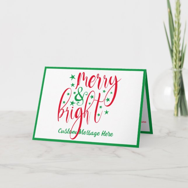 Tarjeta Navidades saludando a moras y verde rojo brillante (Anverso)