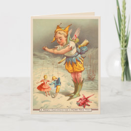 Tarjeta Navidades saludando doblados