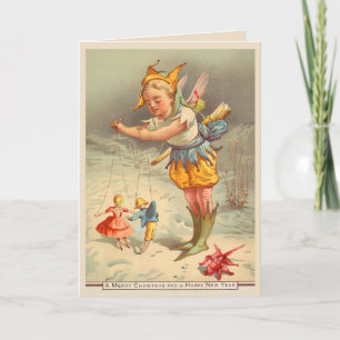 Tarjeta Navidades saludando doblados