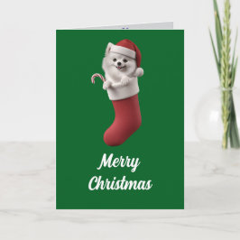 Tarjeta Navidades Samoyed Stocking
