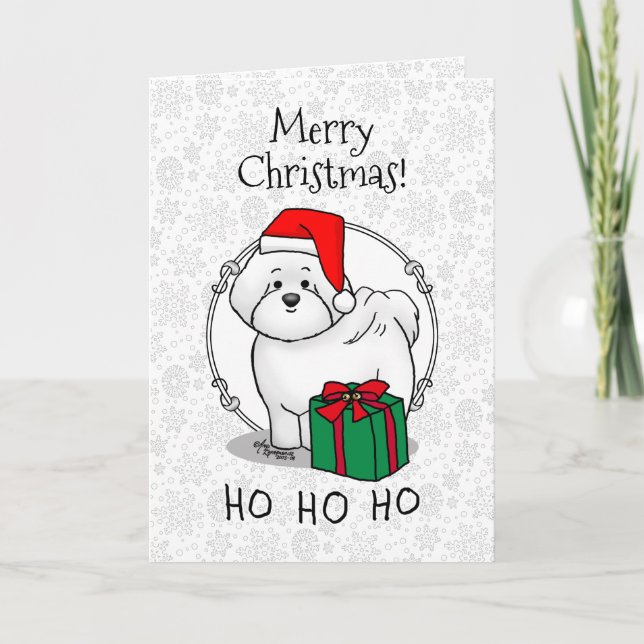 Tarjeta Navidades Santa Bichon Frise Dog Cute (Anverso)