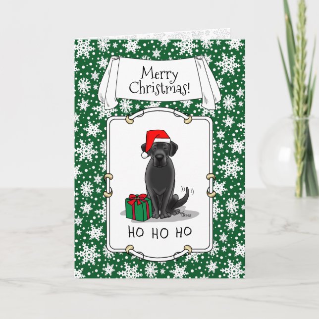 Tarjeta Navidades Santa Black Labrador Retriever Cute (Anverso)